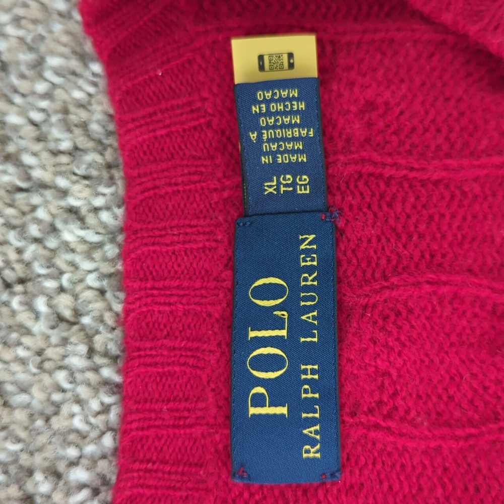 Polo Ralph Lauren Red Wool Cable Knit Sweater - Picture 3 of 6
